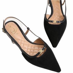 Sam Edelman Cohen Pointed Toe Black Slingback Flats Size 10